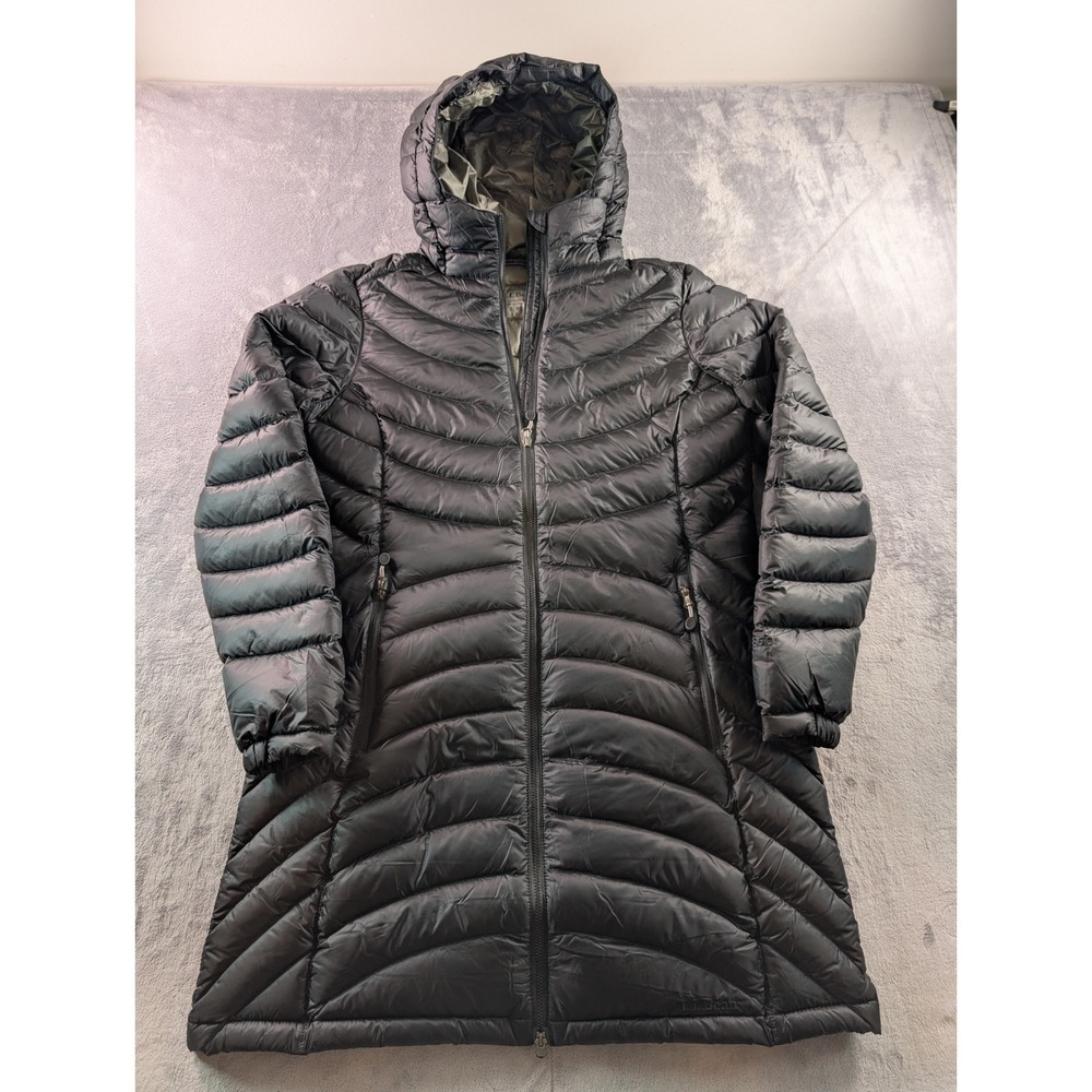 LL Bean Ultralight 850 Down Hooded Coat Black Puffer Jacket Womens S Regular